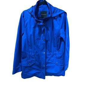 Talbots Royal Blue Hooded Rain Jacket Anorak Lightweight Utility Coat Womens L